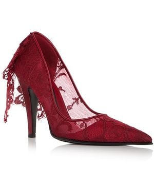 McQueen Drape Lace Pointed Court Shoes - Red