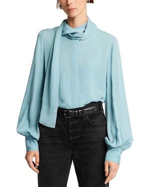Argent Silk Scarf Neck Blouse - Blue