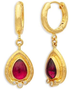 Gurhan 24K & 22K Muse Tourmaline & Diamond Charm Hoop Earrings - Metallic