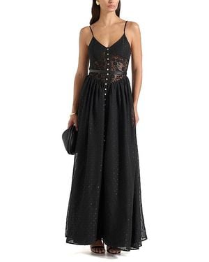 Manière De Voir Rosie Lace Corset Maxi Dress - Black