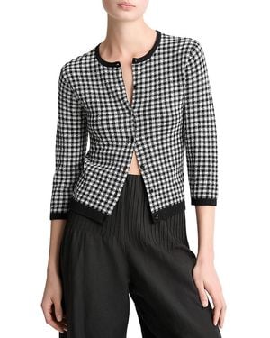 Vince Gingham Three Quarter Sleeve Cardigan - Black