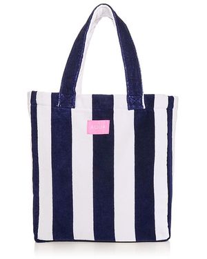 Aqua Striped Terry Beach Tote - Blue