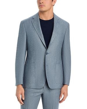 Vince Wool, Silk & Linen Melange Brushed Regular Fit Suit Jacket - Blue
