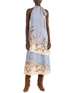 FARM Rio Tie Neck Midi Dress - Blue