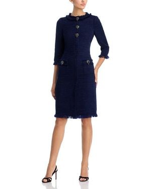 Teri Jon Tweed Sheath Dress - Blue