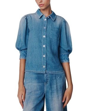 Marella Denim Look Puffed Sleeve Shirt - Blue