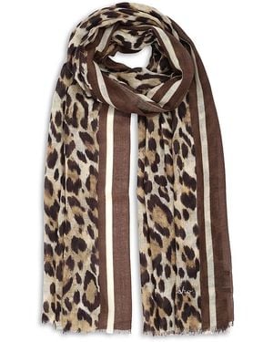 Echo Leopard Print Wrap Scarf - Natural