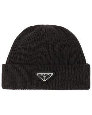 Prada Wool And Cashmere Beanie - Black
