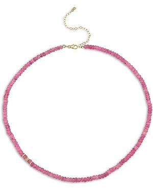 Sydney Evan 14K Sapphire & Diamond Collar Necklace, 17-20 - Pink