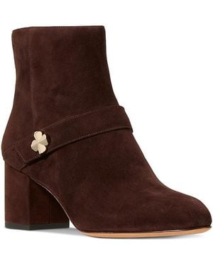 Kate Spade Spade Flower Suede Ankle Booties - Brown