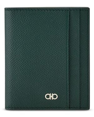 Ferragamo Pebble Logo Card Holder - Green