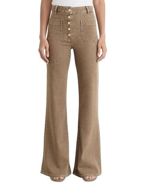 Reiss Petites Cali Mid Rise Flare Leg Jeans - Natural