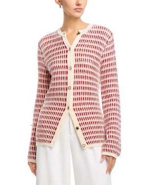 Ramy Brook Ivy Wool Blend Crewneck Cardigan Sweater - Pink