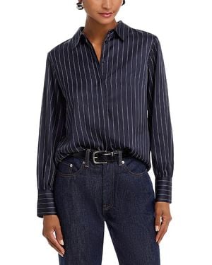 French Connection Satin Pinstripe Blouse - Blue