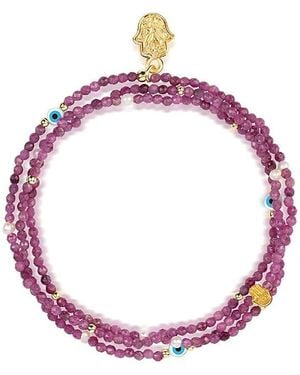 Karma and Luck Activated Spirit Ruby July Birthstone Wrap Bracelet - Pink