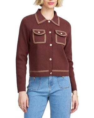 Elle Collection Fine Gauge Western Cardigan - Red