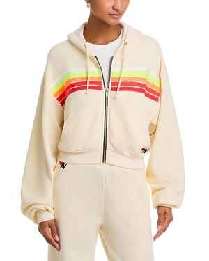 Aviator Nation Stripe Crop Hoodie - Natural