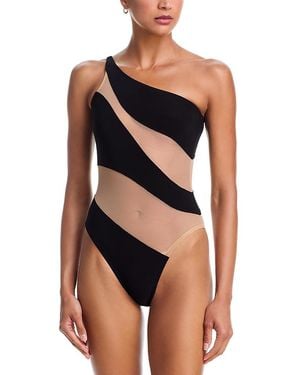 Norma Kamali Mesh One Shoulder Swimsuit - Black
