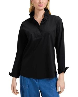 Foxcroft Tammy Long Sleeve Popover Top - Black
