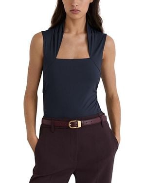 Reiss Harri Square Neck Ruched Top - Blue