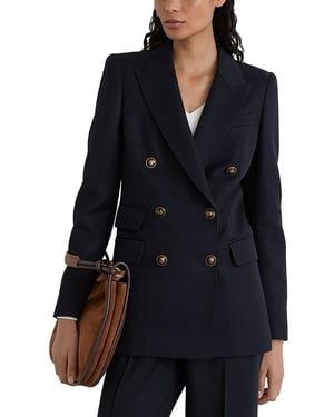 Reiss Lauryn Double Breasted Twill Blazer - Blue