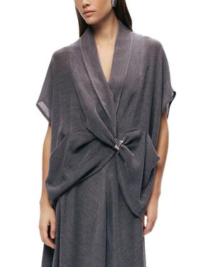 Nocturne Draped Wrap Blouse - Gray