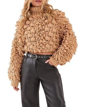 Nasty Gal High Neck Cropped Sweater - Blue