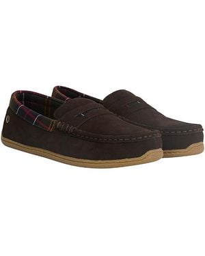 Barbour Albert Suede Moc Toe Slippers - Black