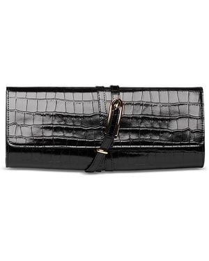 Liffner Leather Belted Clutch - Gray