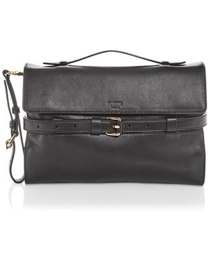 Moschino Tie Me Leather Clutch - Grey