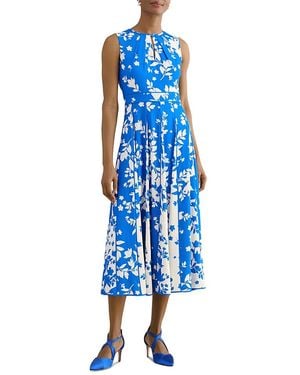 Hobbs Angelica Pleated Fit-flare Midi Dress - Blue
