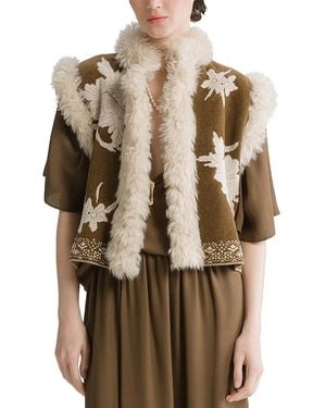 forte_forte Forte_Forte The Lotus Chenille Jacquard Faux Fur Vest - Natural