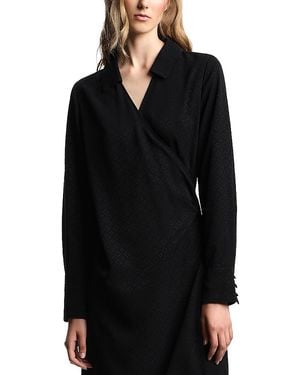 Emporio Armani Micro Jacquard Long Sleeve Dress - Black