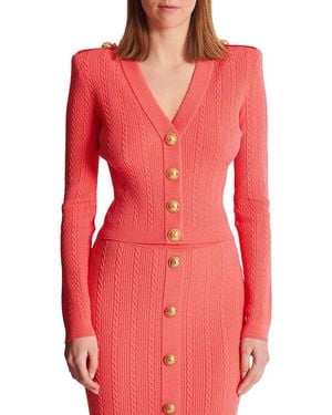 Balmain Cable-Knit Cardigan - Red