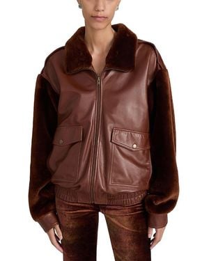 FRAME The Rogue Leather & Shearling Jacket - Brown