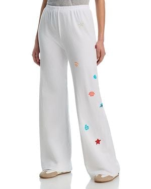 Aqua Macy Seashell Wide Leg Sweatpants - Gray