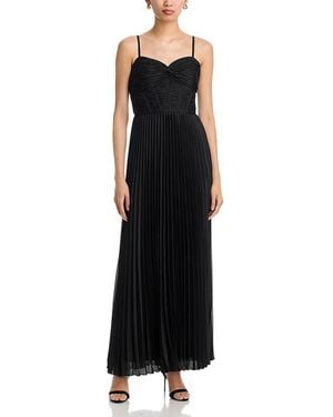Aqua Orzna Pleated Gown - Black