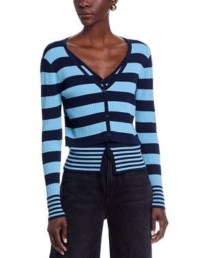 AREA STARS Stripe Long Sleeve Knit Top - Blue