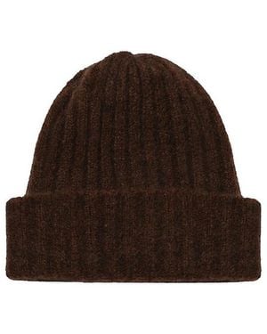 HYER GOODS Upcycled Alpaca Wool Chunky Rib Beanie - Brown