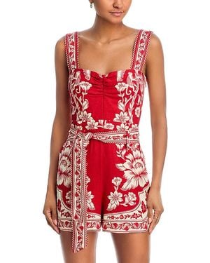 FARM Rio Belted Romper - Red