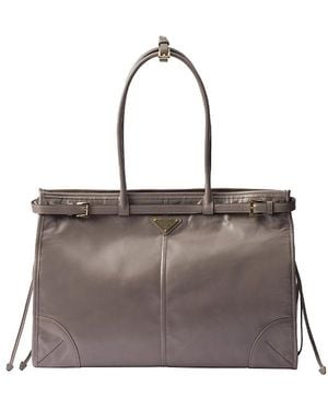 Prada Bonnie Extra Large Leather Handbag - Gray