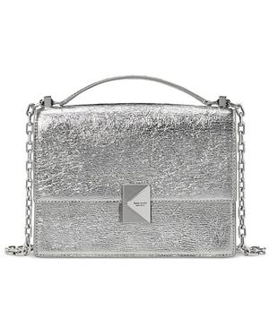 Kate Spade Deco Crinkle Metallic Leather Crossbody - Gray