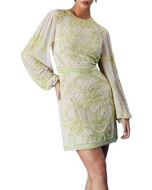 Coast Muse Chiffon Embellished Mini Dress - Green