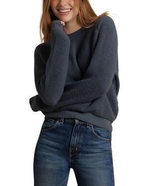 PERFECTWHITETEE Ziggy Reverse Fleece Long Sleeve Shrunken Crewneck Sweatshirt - Blue