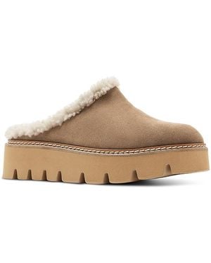La Canadienne Era Suede & Shearling Mules - Brown
