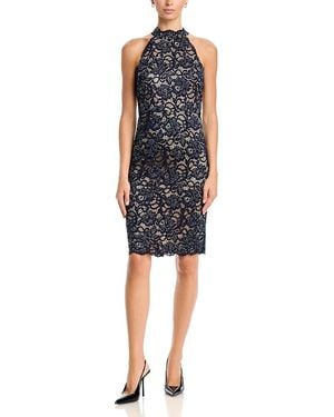 Eliza J Lace Halter Mock Neck Sheath Dress - Blue