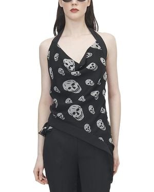 McQueen Silk Scarf Halter Neck Top - Black