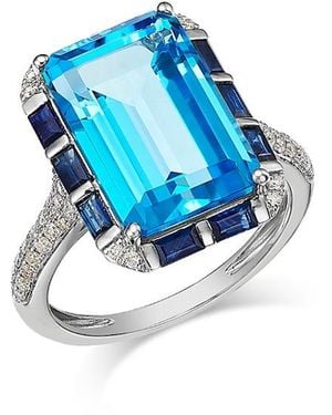 Bloomingdale's Fine Collection Swiss Topaz, Sapphire & Diamond Octagon Halo Ring - Blue