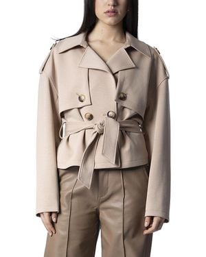 Blue Revival Charli Cropped Scuba Trench - Brown