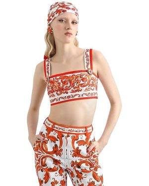 Dolce & Gabbana Majolica Print Bra Top - Red